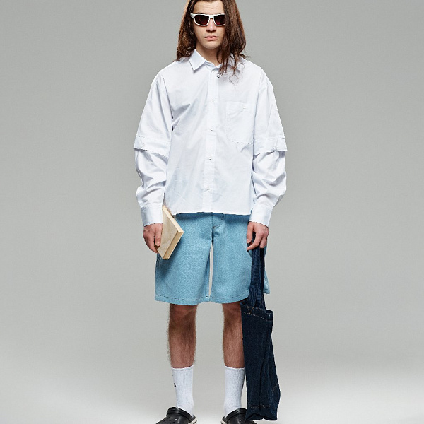 Рубашка THE BAD FRIENDS Shirt сатин съемный рукав белый