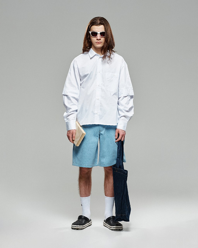 Рубашка THE BAD FRIENDS Shirt сатин съемный рукав белый