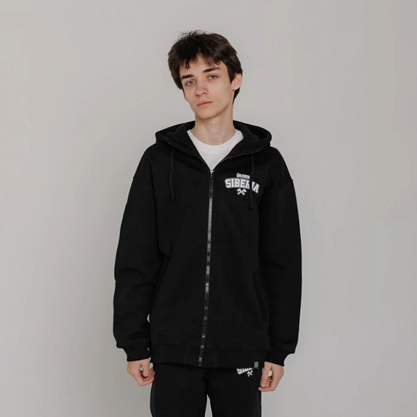 Толстовка I'AM FROM SIBERIA на замке  "Classic" черный