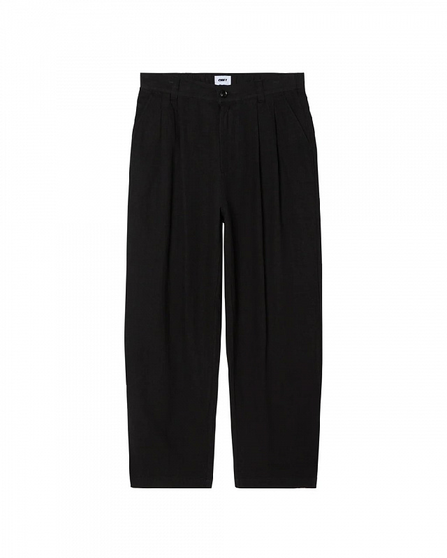Брюки OBEY FOSTER PLEATED LINEN PANT (Relaxed fit) BLACK