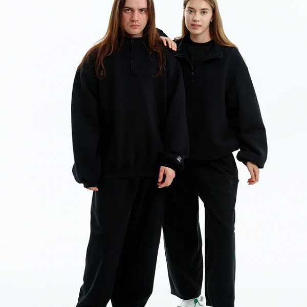 Толстовка THE BAD FRIENDS Half-Zip Scuba черный