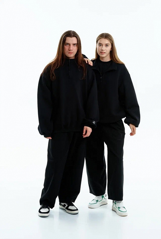 Толстовка THE BAD FRIENDS Half-Zip Scuba черный