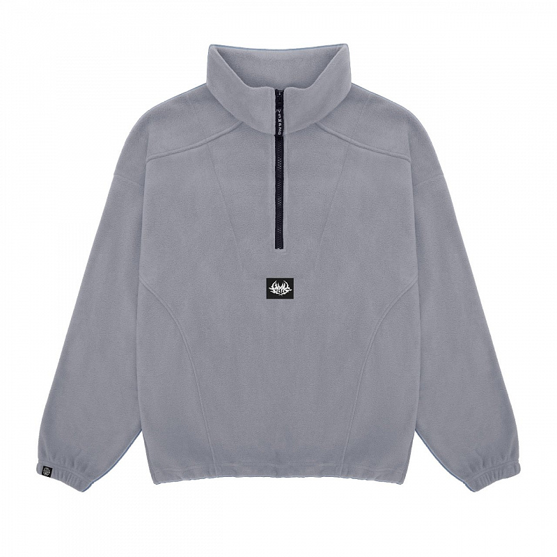 Свитшот HOOK зип «Лого» флис серый