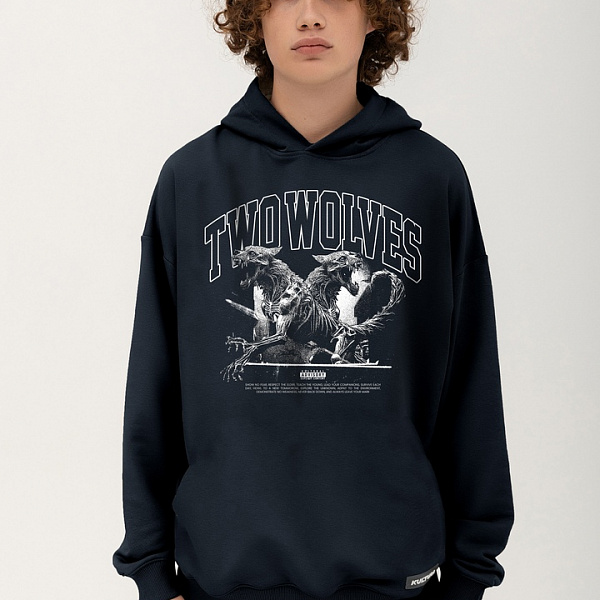 Худи KUL'TURA "Two wolves" oversize фуме