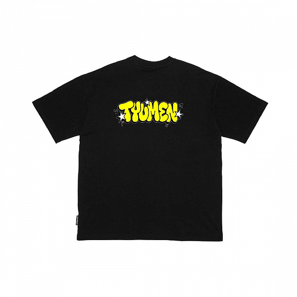 Футболка THE BAD FRIENDS "Gorod Yellow 2.0" укороченная 240гр черный