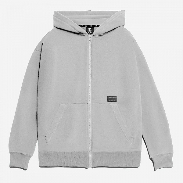 Худи на молнии HARD LUNCH BASIC начес серый меланж