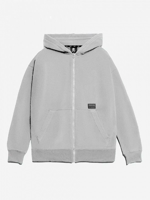 Худи на молнии HARD LUNCH BASIC начес серый меланж