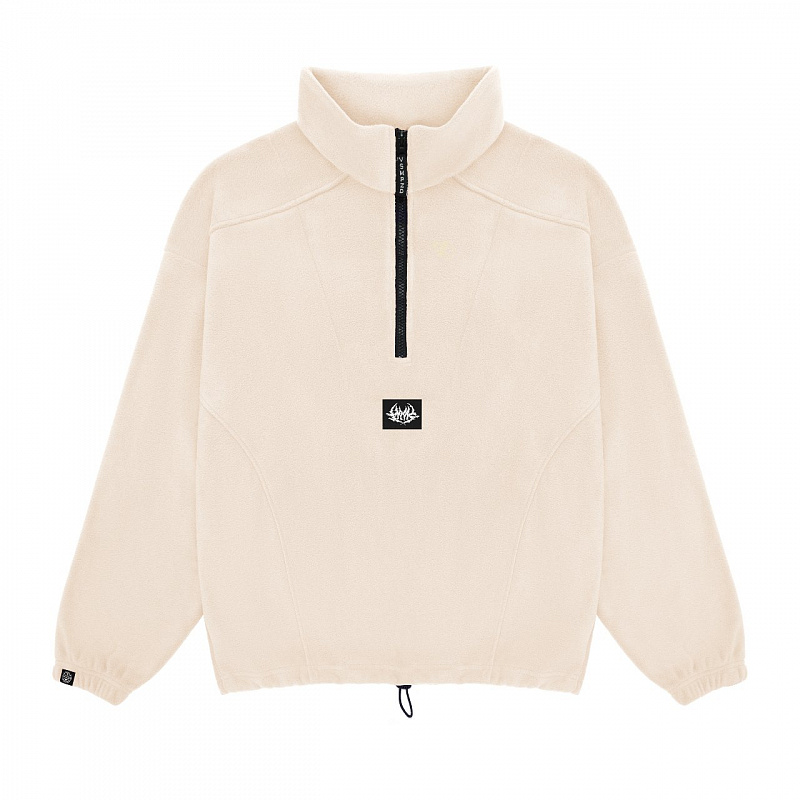 Свитшот HOOK зип «Лого» флис бежевый