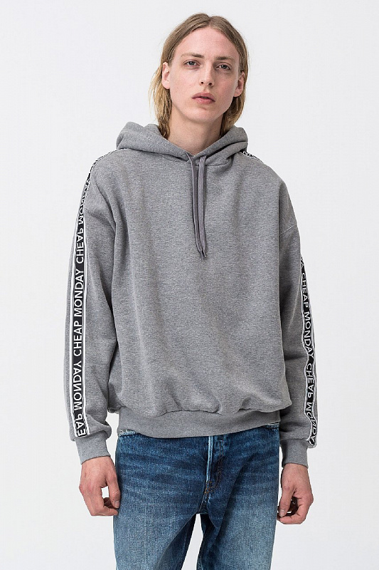 Худи Cheap Monday Goal logo hood GREY MELANGE