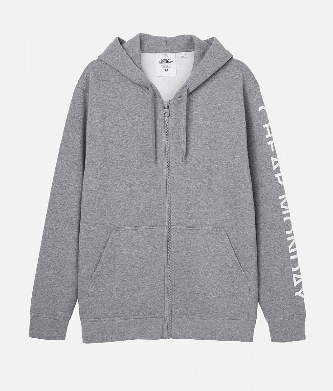 Худи  Cheap Monday Zip hoodie Cut logo GREY MELANGE на молнии