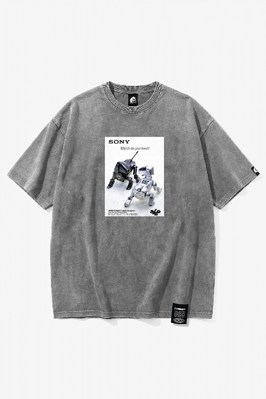Футболка SHMOT "AIBO", GARMENT DYE серый