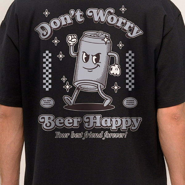 Футболка KUL'TURA "BEER HAPPY" черный