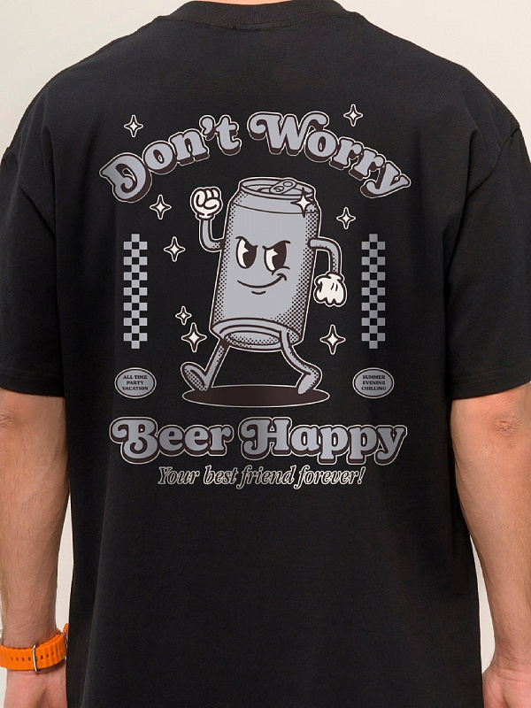 Футболка KUL'TURA "BEER HAPPY" черный