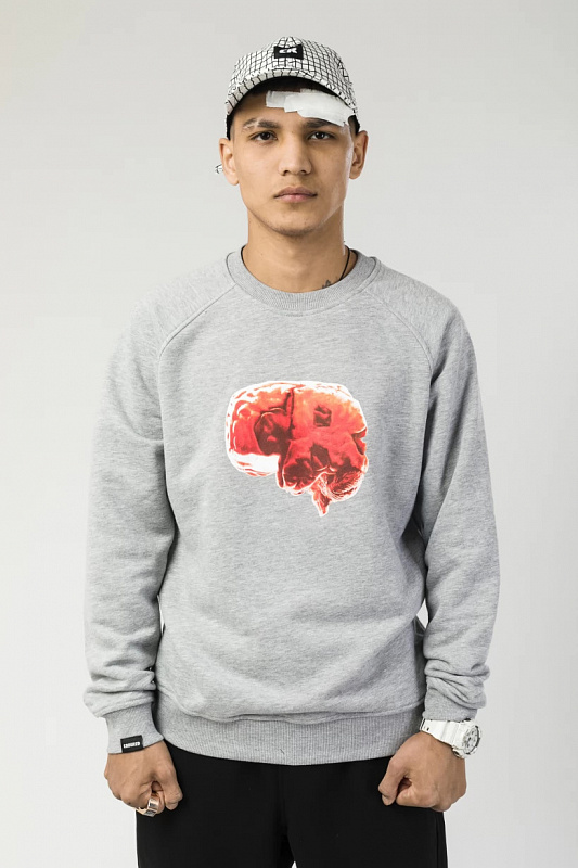 Толстовка-крюнек CODERED Firm Summer Crazy Brain Серый Меланж