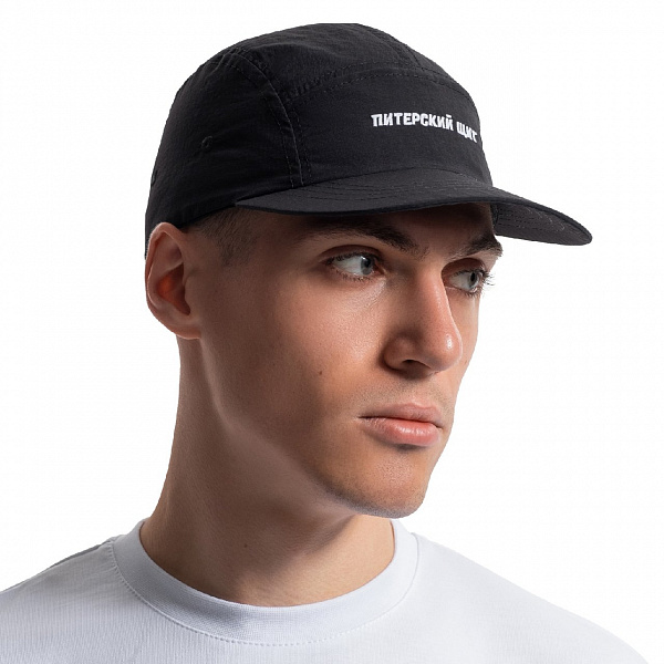 Бейсболка Питерский щит "5 Панелей" черный, черный шрифт