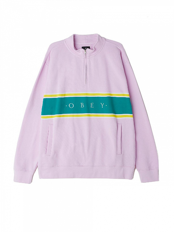 Толстовка без капюшона OBEY PALISADE MOCK NECK ZIP PINK