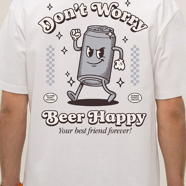 Футболка KUL'TURA "BEER HAPPY" белый