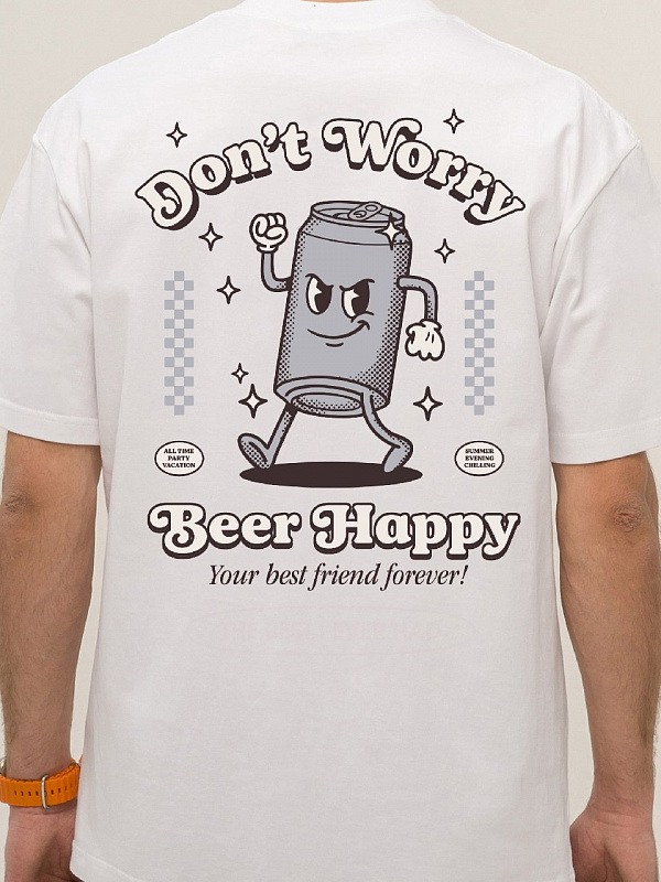 Футболка KUL'TURA "BEER HAPPY" белый