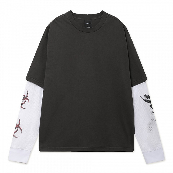 Лонгслив HUF LEON LS DOUBLE LAYER TOP VINTAGE BLACK