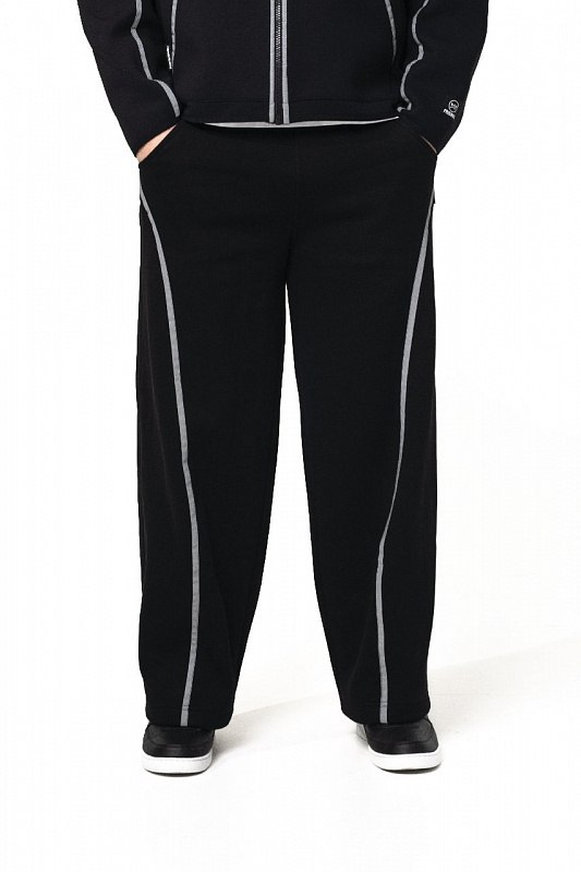 Штаны THE BAD FRIENDS Hakama WRM  полоса черный начес футер