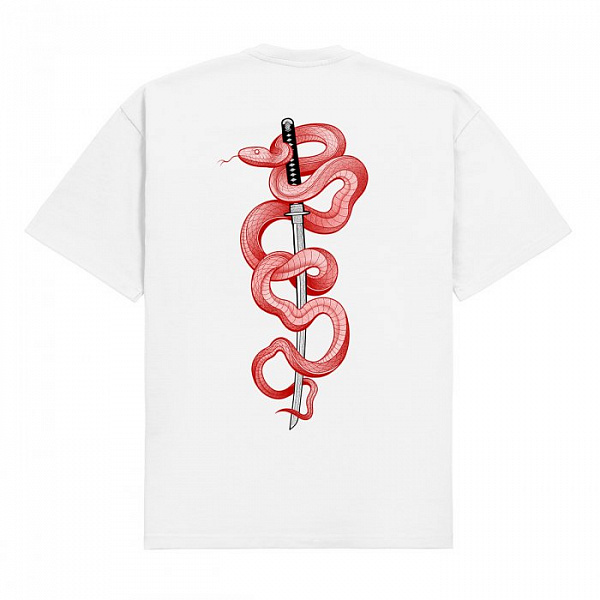 Футболка MEDOOZA boxy  "Katana" белый