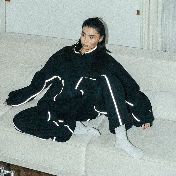 Толстовка THE BAD FRIENDS Half-Zip Scuba reflective strip jacket черный