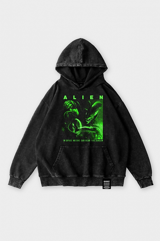 Худи SHMOT "ALIEN" GARMENT DYE черный