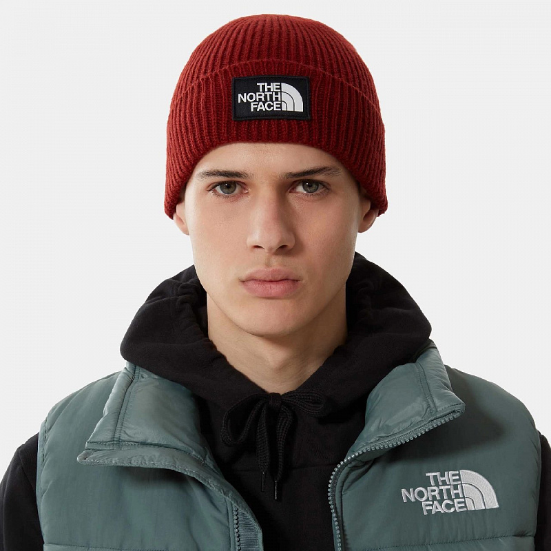 Шапка THE NORTH FACE TNF LOGO BOX CUF BNE красный/оранжевый
