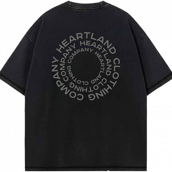 Футболка HEARTLAND CIRCLE BLACK GARMENT DYED 275G