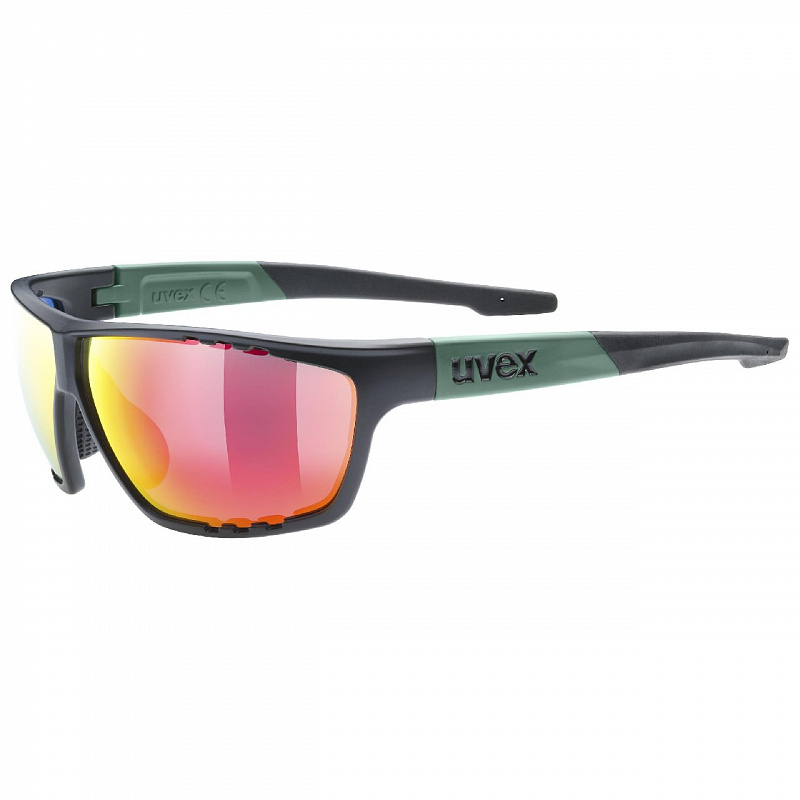 Очки солнцезащитные UVEX sportstyle 706 black mos. m/mir.red черный/зеленый/красный