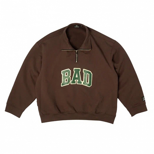 Толстовка THE BAD FRIENDS Half-Zip "BAD" 420гр темно-коричневый