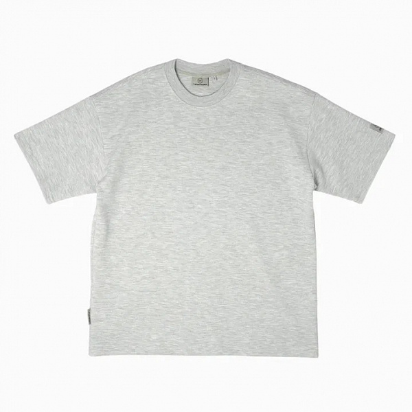 Футболка THE BAD FRIENDS Basic left sleeve logo doubleface серый меланж
