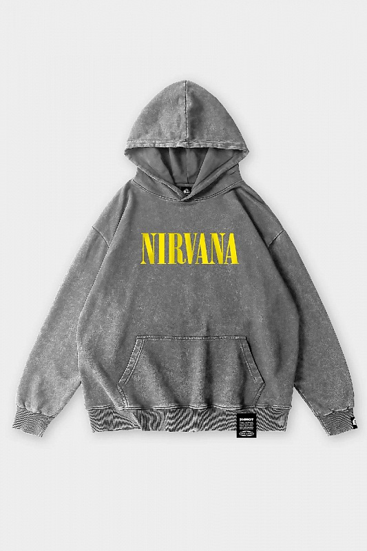 Худи SHMOT "NIRVANA 4" GARMENT DYE серый