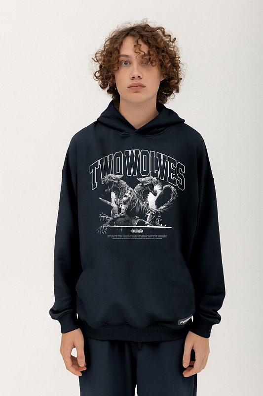 Худи KUL'TURA "Two wolves" oversize фуме