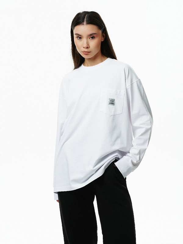 Лонгслив THE BAD FRIENDS Pocket logo 200гр белый
