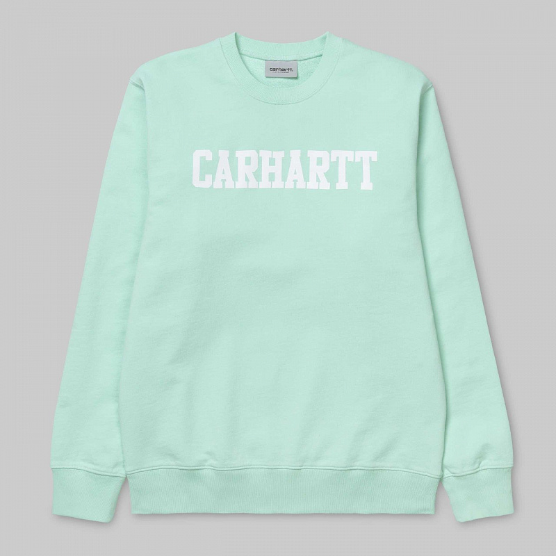 Свитшот CARHARTT WIP College Sweatshirt LIGHT YUCCA / WHITE