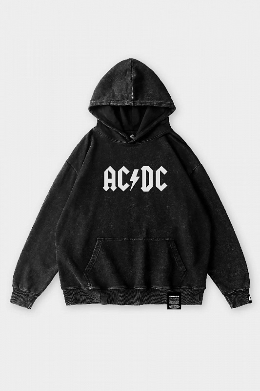 Худи SHMOT "ACDC", GARMENT DYE черный