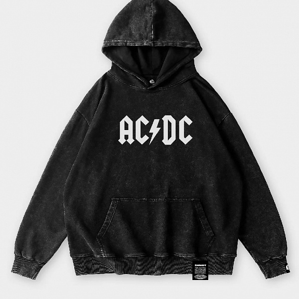 Худи SHMOT "ACDC", GARMENT DYE черный
