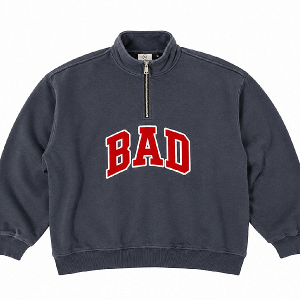Толстовка THE BAD FRIENDS Half-Zip "BAD" 420гр графит