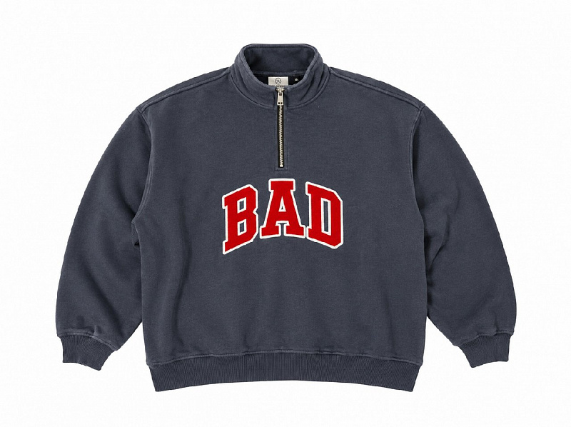 Толстовка THE BAD FRIENDS Half-Zip "BAD" 420гр графит