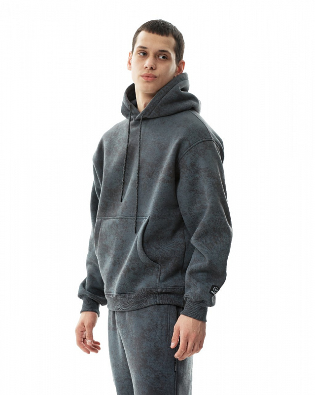 Худи THE BAD FRIENDS оверсайз WRM Basic антрацит винтаж