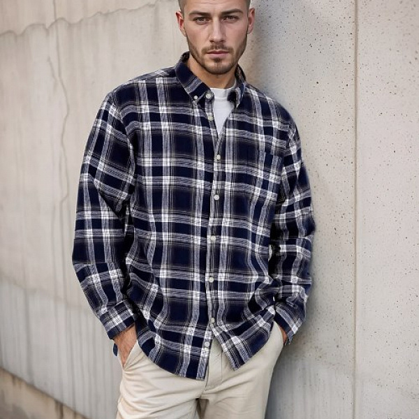 Рубашка Street Soul фланелевая в клетку сине-белый