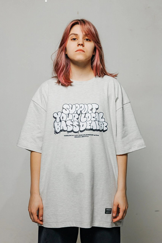 Футболка HARD LUNCH x Lady Waks оверсайз Repeat серый меланж