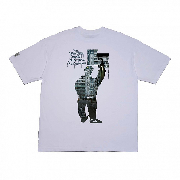 Футболка THE BAD FRIENDS "Душа панельки" 260гр белый