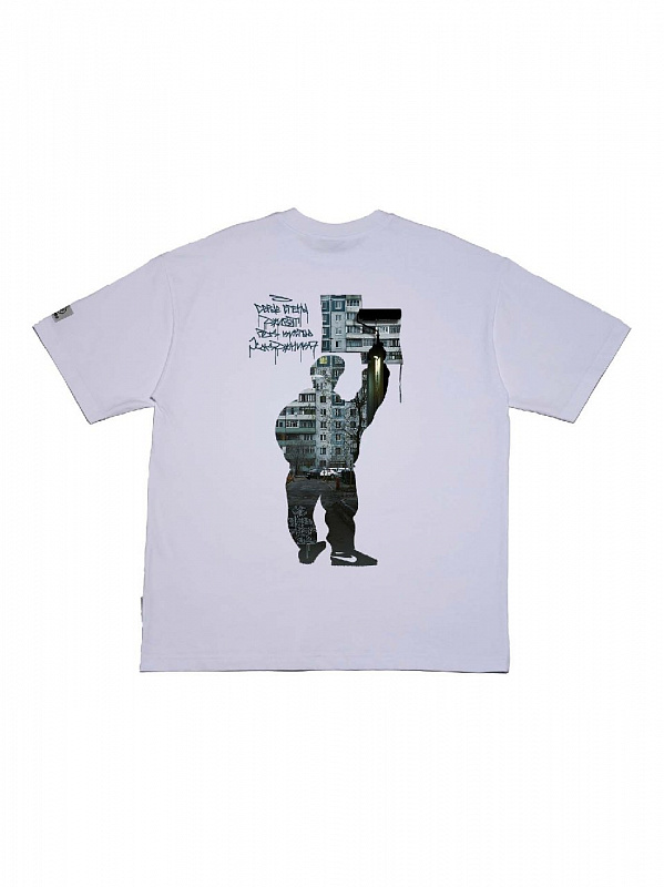 Футболка THE BAD FRIENDS "Душа панельки" 260гр белый
