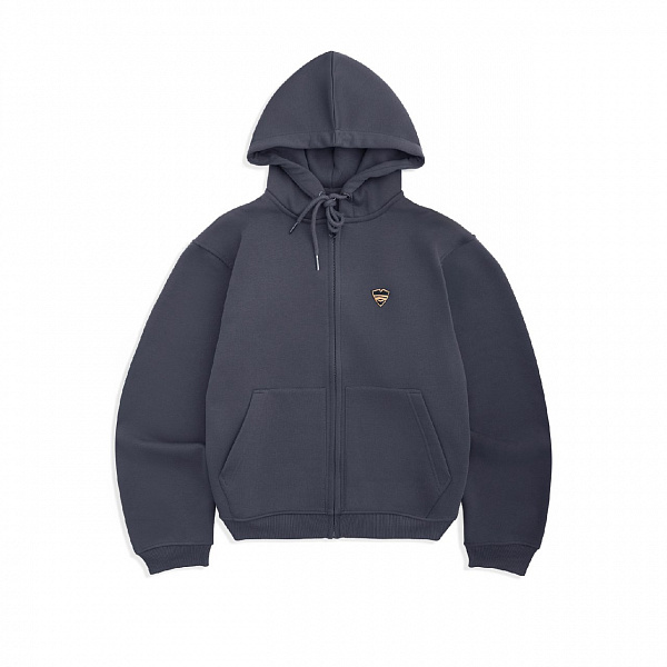 Худи Питерский щит на молнии "Лого" т.серый