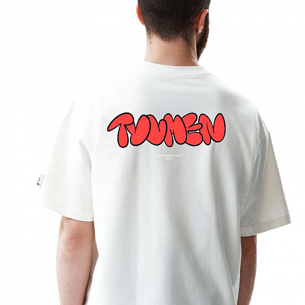 Футболка THE BAD FRIENDS "Gorod Red" 240г экрю