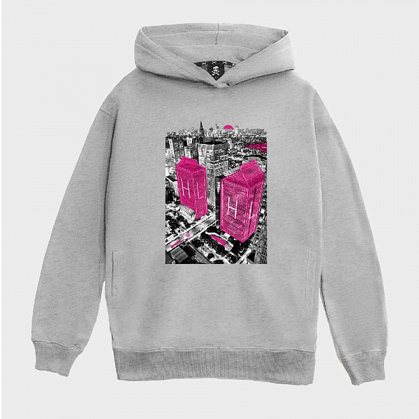 Худи HARD LUNCH Milk Street  серый меланж