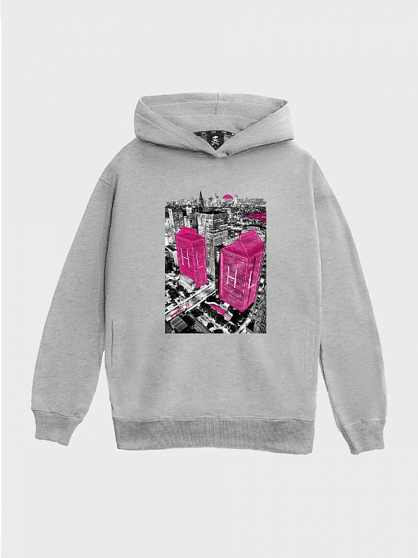 Худи HARD LUNCH Milk Street  серый меланж