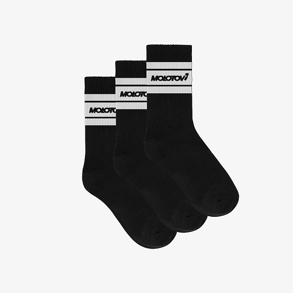 Носки MOLOTOV Stripe Triple pack SS'23 3 пары Black Черный